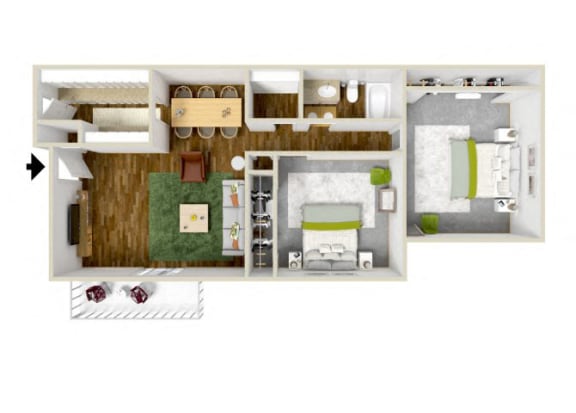 Two Bedroom floor plan Albuquerque NM Apartments For Rent l Sierra Meadows Apartments
