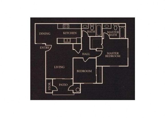 Floor Plan  The 2x2 floor plan. l Sommerset Place Apartments in Sacramento CA