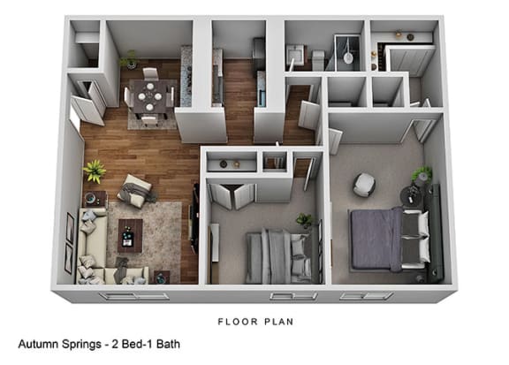 2 Bedroom 1 Bath Floor Plan 2 Bedroom 1 Bath Floor Plan at Autumn Springs Apartments, Columbus