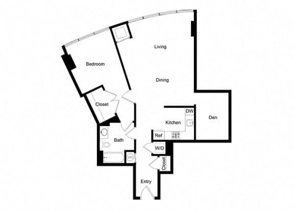 1x1 Den AD03-1 Floor Plan