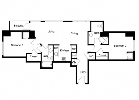 2x2 B06-1 Floor Plan
