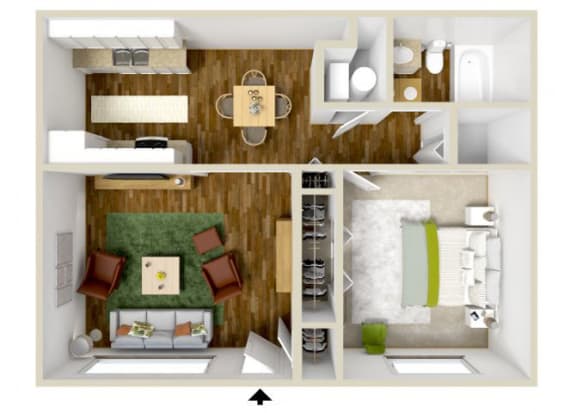 1 bedroom floor planCibola Village in Albuquerque, NM 87111 One Bedroom Apartments for rent
