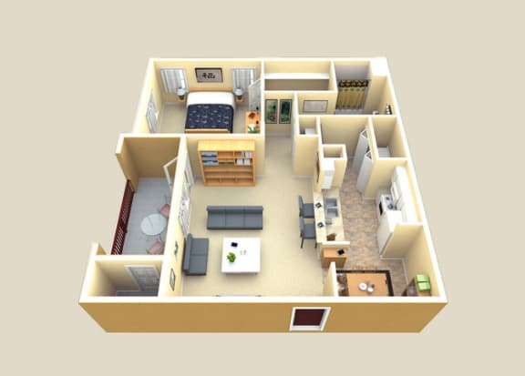 La Sierra one bedroom  floor plan Apartments l New Braunfels TX
