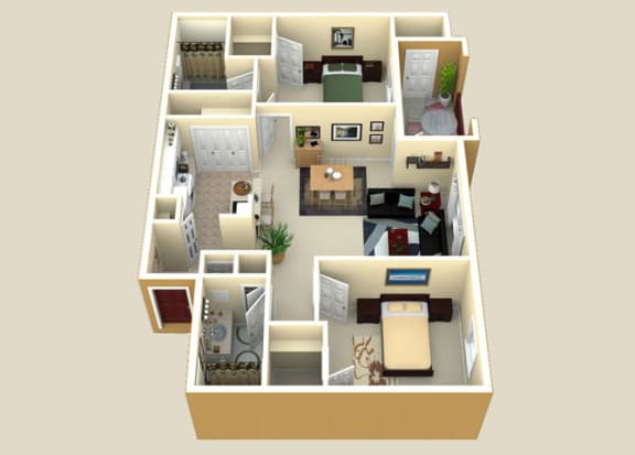 La Sierra Two Bedroom floor plan  Apartments l New Braunfels TX
