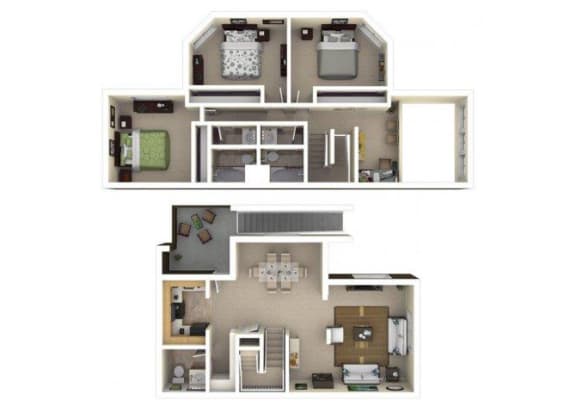 Floor Plan  3x2.5 townhomes available at Sharps &amp; Flats | Davis, CA