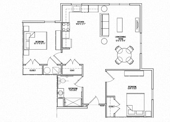 Southern Pines II Unit 2B-HC Floor Plan Diagram