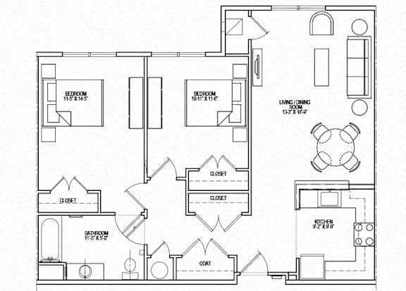 Southern Pines II Unit 2C Floor Plan Diagram