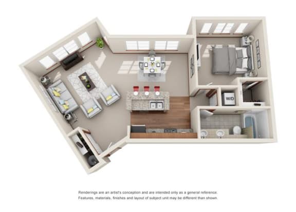 Floor Plan  1 Bed 1 Bath Floor plan at Harrington Square, Renton, WA, 98056