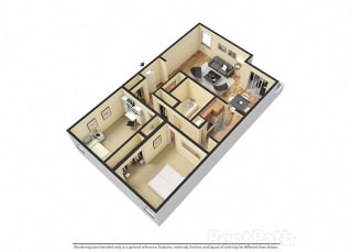 2 Bedroom Garden Floor Plan Available at Lake Camelot Apartments, Indianapolis, 46268