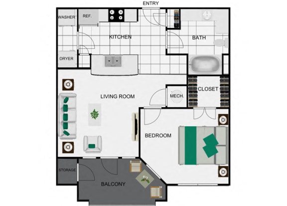 1 Bed 1 Bath floor plans arlo westchase