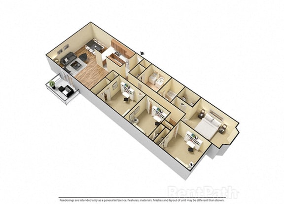 4 Bed 2 Bath attractive Floor Plan at Candlewyck Apartments, Kalamazoo, 49001