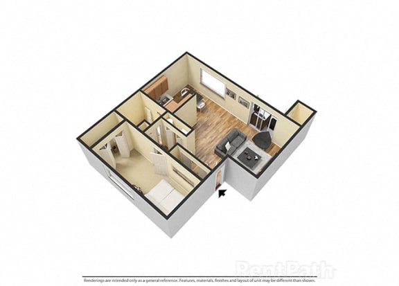 Floor Plan  One Bedroom Attractive Floor Plan at Hamilton Square Apartments, Westfield