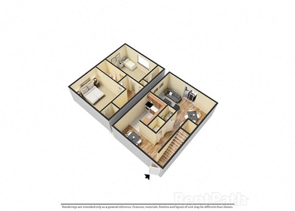 Floor Plan  Spacious Two Bedroom Townhome at Hamilton Square Apartments, Indiana, 46074