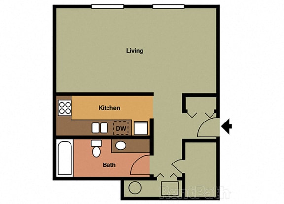Studio Floor Plan at Hamilton Square Apartments, Westfield, IN, 46074