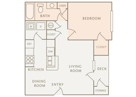 Colony at Deerwood A1 1-bedroom floor plan