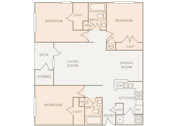 Colony at Deerwood C1 3-bedroom floor plan