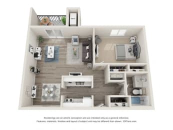 Radcliff Floor Plan at Hampton in Highland Apartments, Highland, Indiana