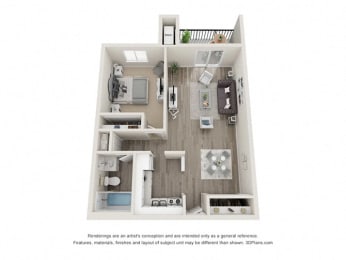 Westchester Floor Plan at Hampton in Highland Apartments, Highland, 46322