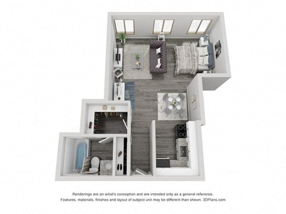 Rodeo Drive floor plan at Three Rivers apartments in Fort Wayne, IN