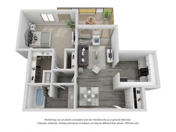 SoHo floor plan at Three Rivers apartments in Fort Wayne, IN