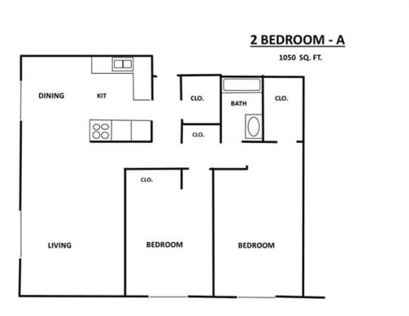 Floor Plan  Sunrise Courts Apartments Cambridge 2 bedroom outline