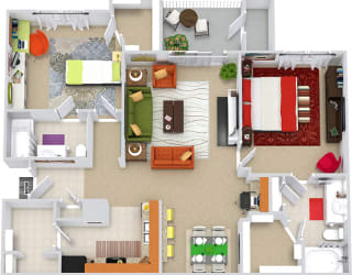 The Emerald. 2 bedrooms. Kitchen with bartop open to living/dinning rooms. 2 full bathrooms. Walk-in closets. Patio/balcony with storage. Optional fireplace.