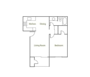 a 1 bedroom floor plan  apartments one bedroom eq