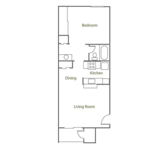 a floor plan of a one bedroom unit with roommates