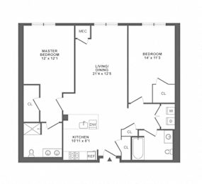 2 bed 2 bath E | 1,269 Sq. Ft. at Vermella Lyndhurst apartments, Lyndhurst, New Jersey