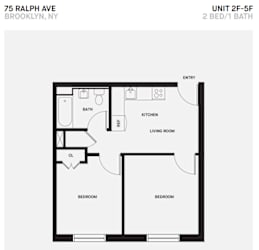 Floor Plan F Line 2 Bed 1 Bath
