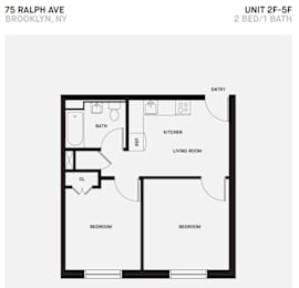  Floor Plan F Line 2 Bed 1 Bath