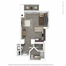 Studio Floor Plan A4  at L'Estancia, Studio City, 91604