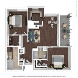 Tuscany Floor Plan  at L'Estancia, Studio City, CA, 91604