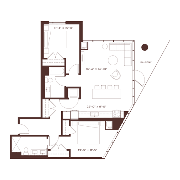 2 bedroom 2 bathroom b3 Floorplan 2 bedroom 2 bathroom b3 Floorplan at North+Vine, Chicago, IL, 60610