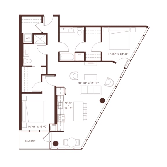 2 bedroom 2 bathroom 18 floorplan 2 bedroom 2 bathroom 18 floorplan at North+Vine, Illinois