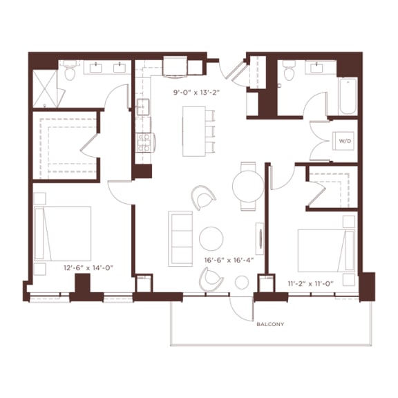 2 bedroom 2 bathroom 22 floorplan 2 bedroom 2 bathroom 22 floorplan at North+Vine, Chicago, 60610