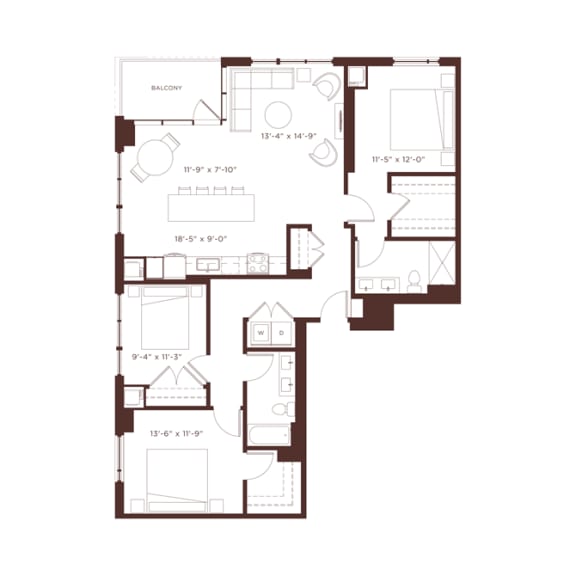 2 bedroom 2 bathroom 25 floorplan 2 bedroom 2 bathroom 25 floorplan at North+Vine, Illinois