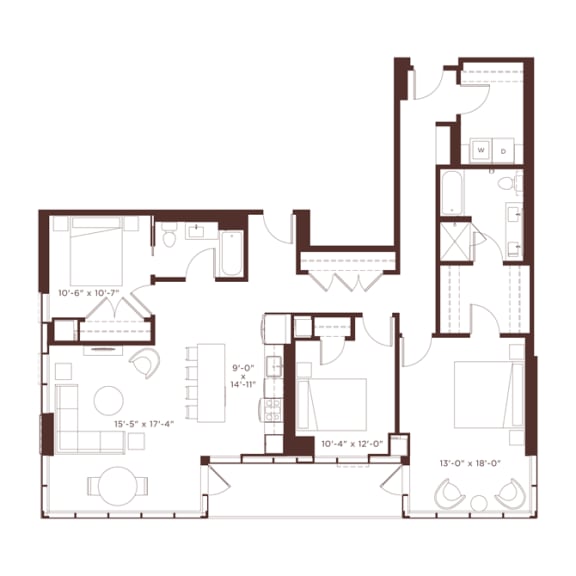 2 bedroom 2 bathroom 27 floorplan 2 bedroom 2 bathroom 27 floorplan at North+Vine, Chicago, IL, 60610