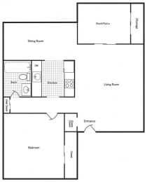  Floor Plan 1x1 686 SF - B