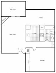 Floor Plan 1x1 685 SF - A