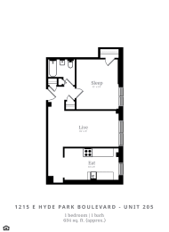  Floor Plan 1 Bedroom | 1 Bath (B6)