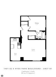  Floor Plan 1 Bed | 1 Bath (BA)