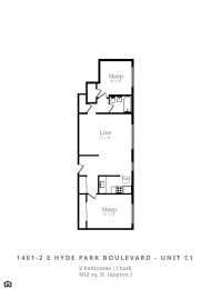  Floor Plan 2 Bed | 1 Bath (C1)