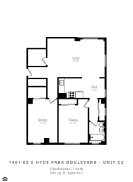  Floor Plan 2 Bedroom | 2 Bath (CA)