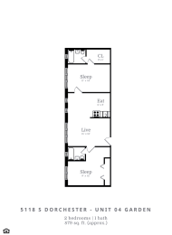  Floor Plan 2 Bedroom 1 Bathroom (C1)