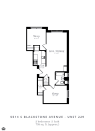  Floor Plan 2 bedroom | 1 bath (C1)