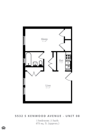  Floor Plan 1 Bed |1 Bath (B2)