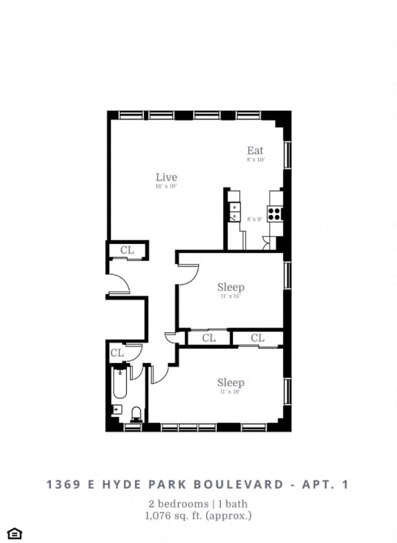 Floor Plan  2 Bed | 1 Bath (C4)