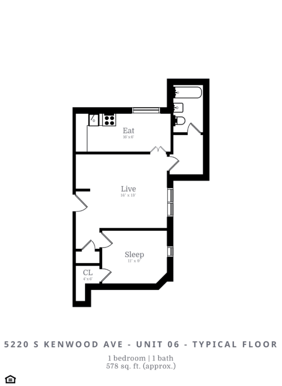 Floor Plan  1 Bed | 1 Bath (B5)