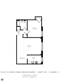  Floor Plan 1 Bed | 1 Bath (B5)